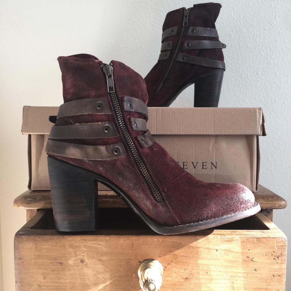 FREEBIRD by STEVEN Blaze Wine Red Suede Bootie